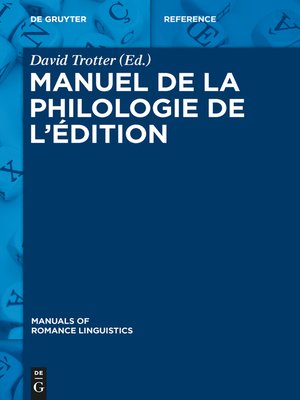 cover image of Manuel de la philologie de l'édition